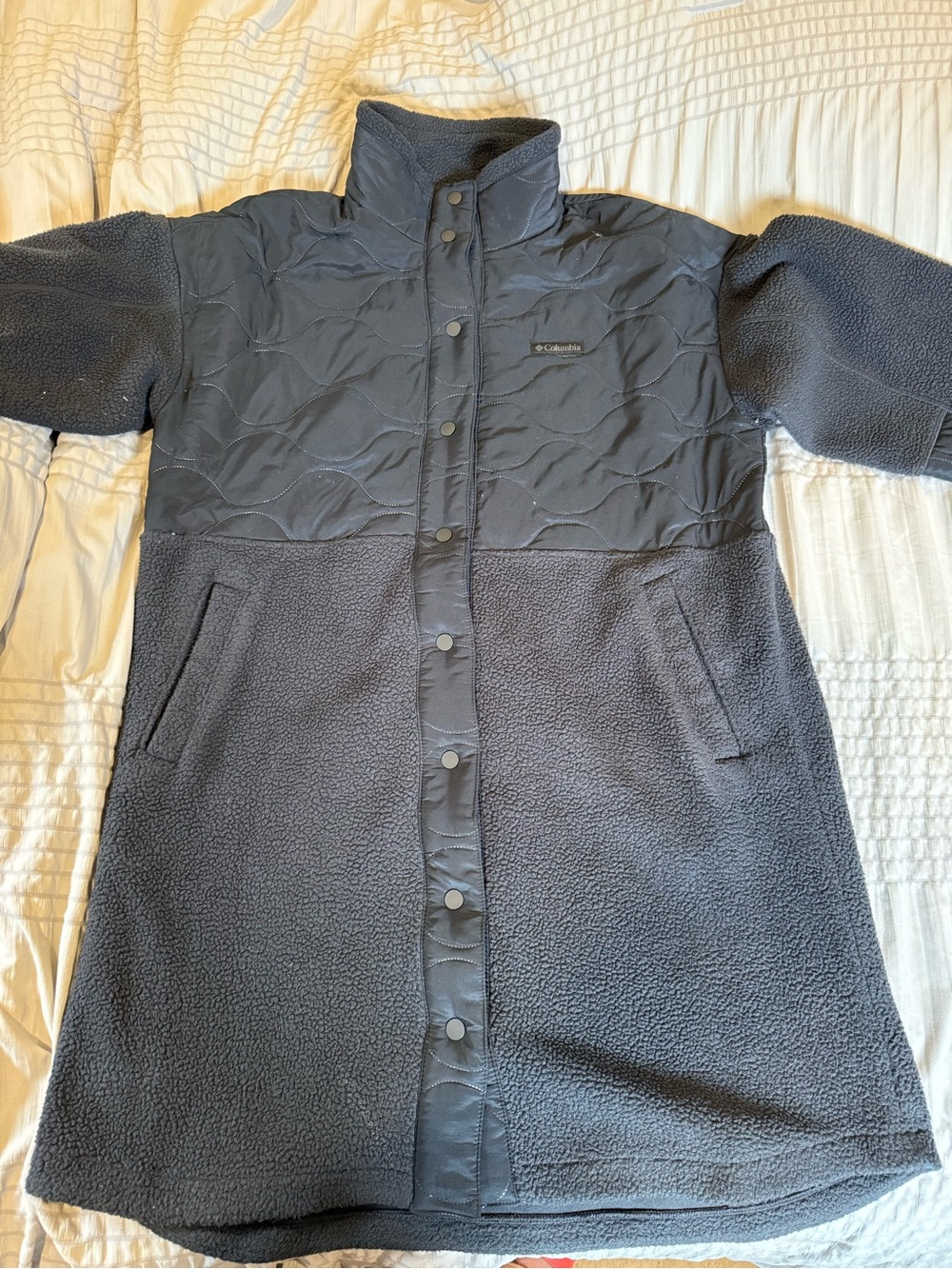 Columbia Womens Cloud Point Long Fleece Jacket Coat Winter Black Size Large - Picture 7 of 7